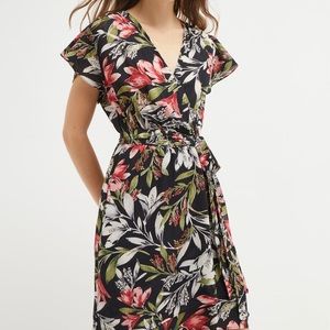 French Connection Floral Wrap Dress Small